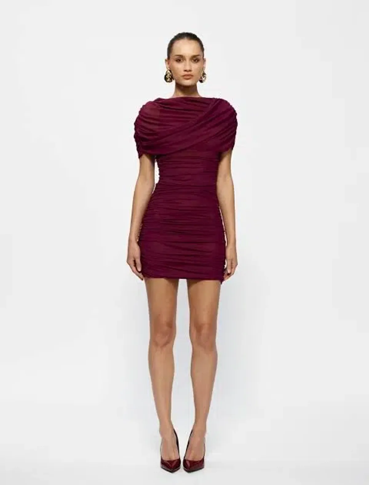 Effie Kats Phoneix Mini Dress Burgundy Size AU 8 - Image 1