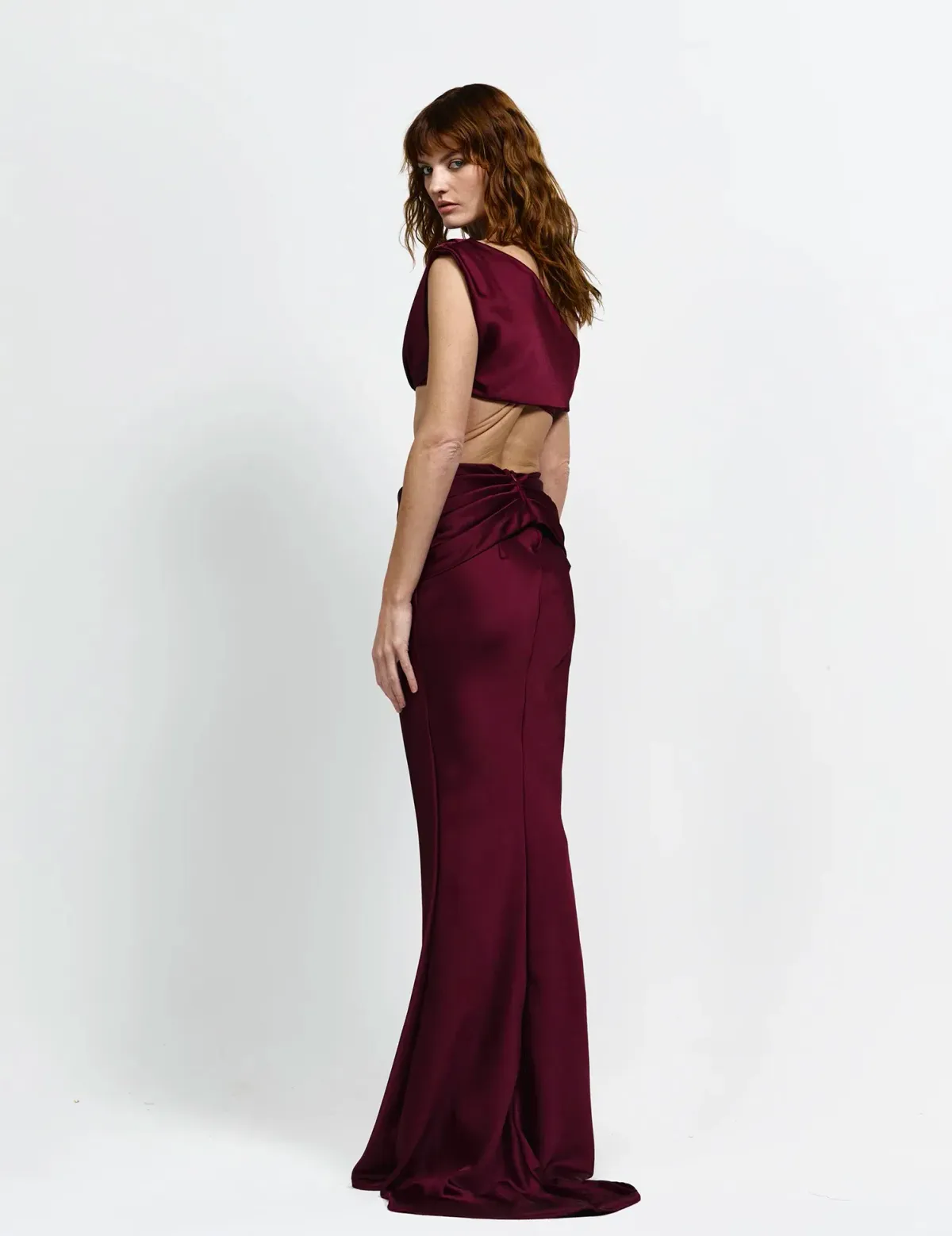Effie Kats Perez Top & Floor Length Skirt Set in Wine Size 8 - Image 2