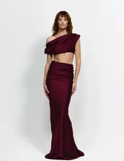 Effie Kats Perez Top & Floor Length Skirt Set in Wine Size 8 for rent on The Volte - image 1