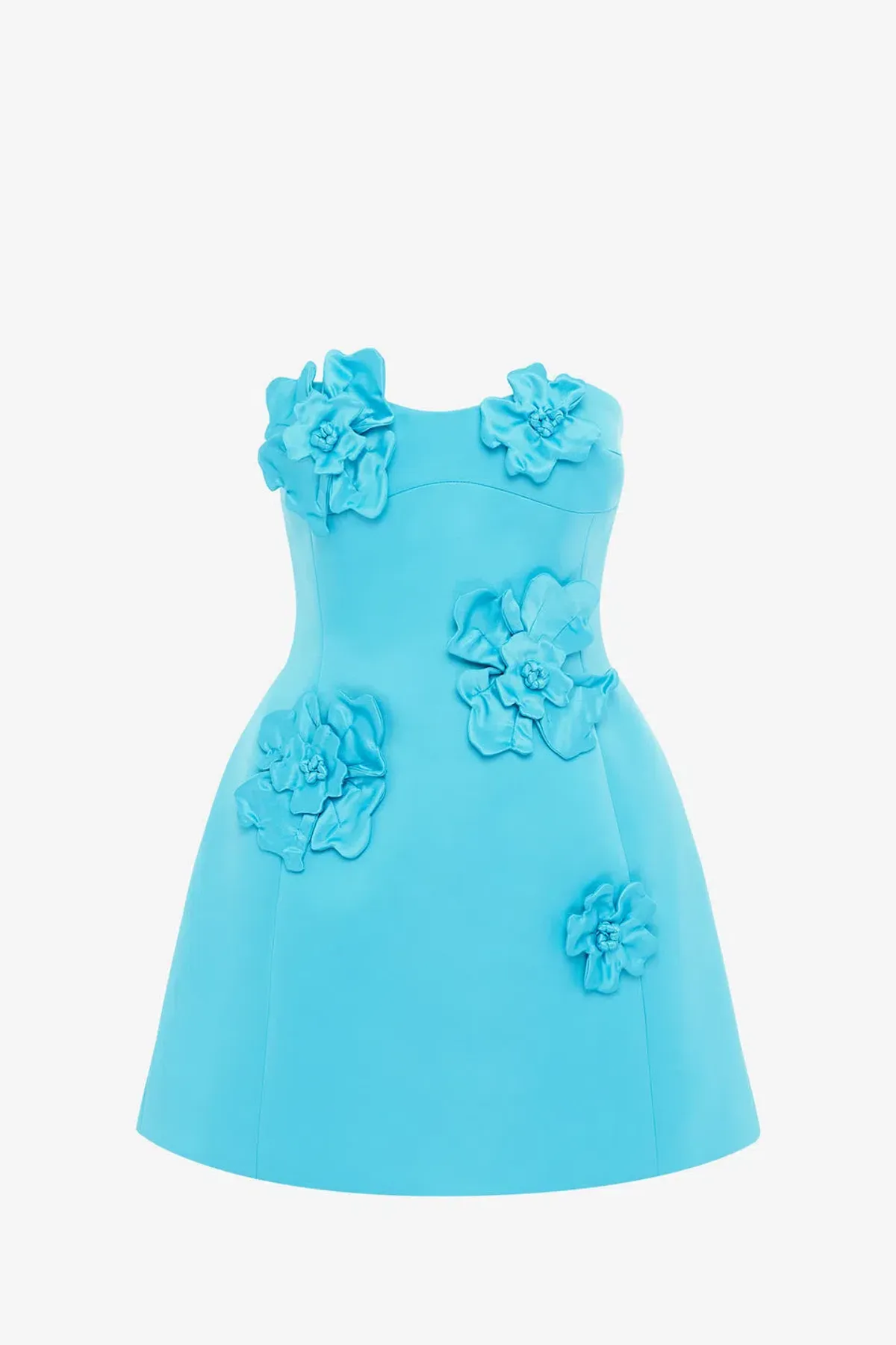 Leo Lin Rosario Floral Applique Bustier Mini Dress in Aqua Size 8 - Image 4
