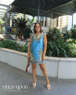 Alemais Cassie Exclusive Mini Dress in Blue Print Size 10 for rent on The Volte - image 2