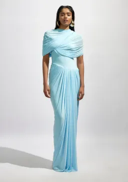 Deme By Gabriella Jasmine Pleated Floor Length Gown Dress in Baby Blue Size S / AU 8 for rent on The Volte - image 1