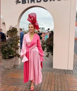 Acler Empire Midi Dress Two Tone Pink Size 10 for rent on The Volte - image 1