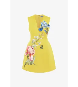 Leo Lin Bree V Neck Embroidery Mini Dress in Mustard Size 10 for rent on The Volte - image 4