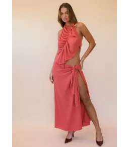 Koster Kulture Bobbies Top and Maxi Skirt Set in Coral Size S / AU 8 for rent on The Volte - image 1