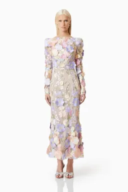 Elliatt Shannon 3D Floral Midi Dress Floral Size M / AU 10 for rent on The Volte - image 1