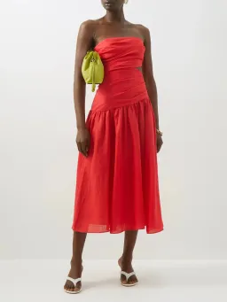 Zimmermann Lyre Strapless Red Dress - Size 0 for rent on The Volte - image 1