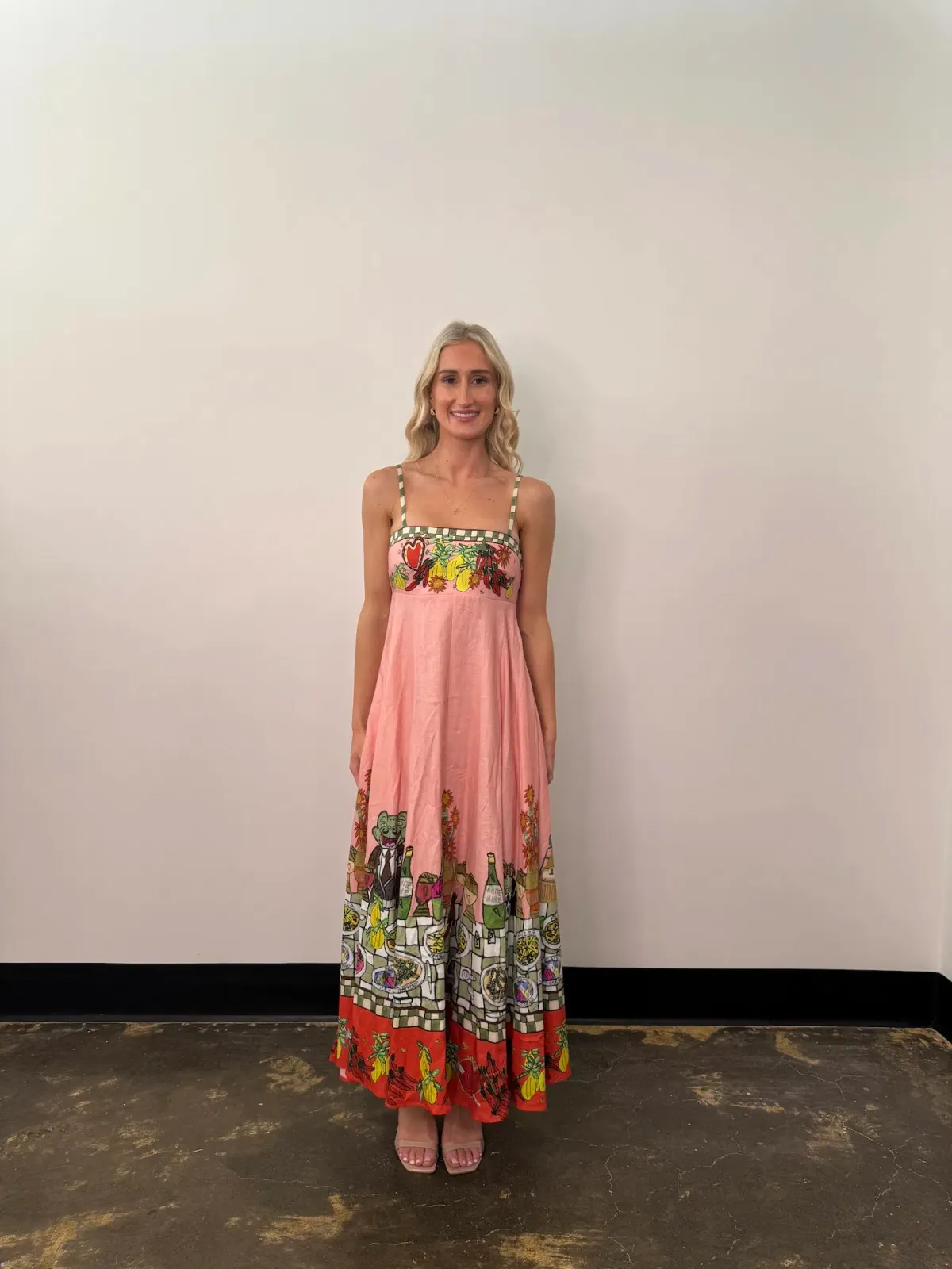 Alemais Contessa Midi Sundress Pink Print Size 8 - Image 1