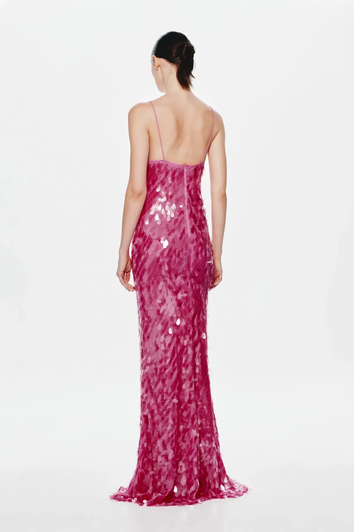 Misha Sapphire Sequin Maxi Dress in Fuchsia Size 10/M - Image 3