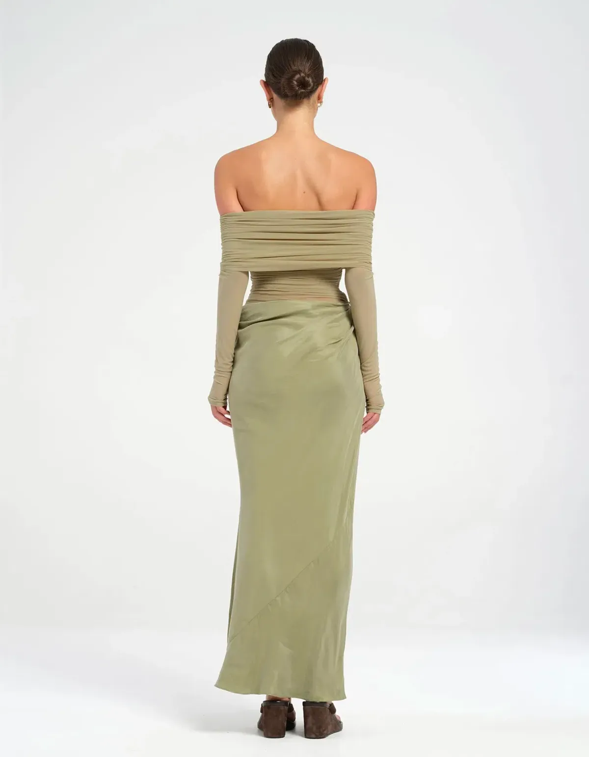 BENNI Yasmin Off-Shoulder Midi Dress Green Size 10 - Image 3