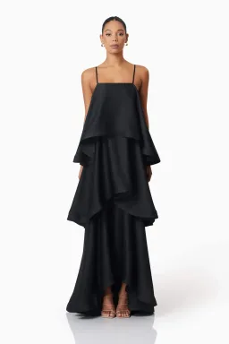 Elliatt Tilly Tiered Maxi Dress Black Size 8 for rent on The Volte - image 1