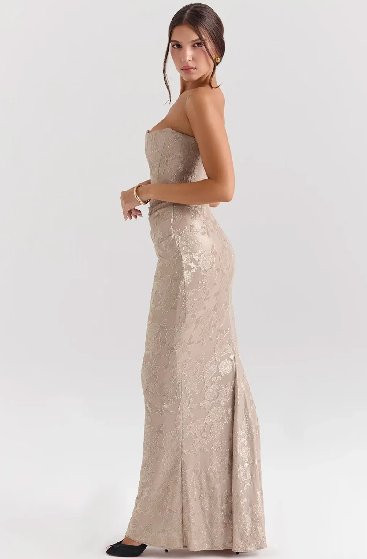 House of CB Persephone Gold Strapless Corset Maxi Dress Size M / AU 10 - Image 3