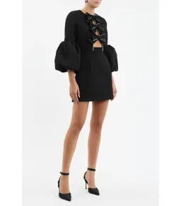 Rebecca Vallance Augustine Long Sleeve Mini Dress Black Size AU 8  for rent on The Volte - image 3