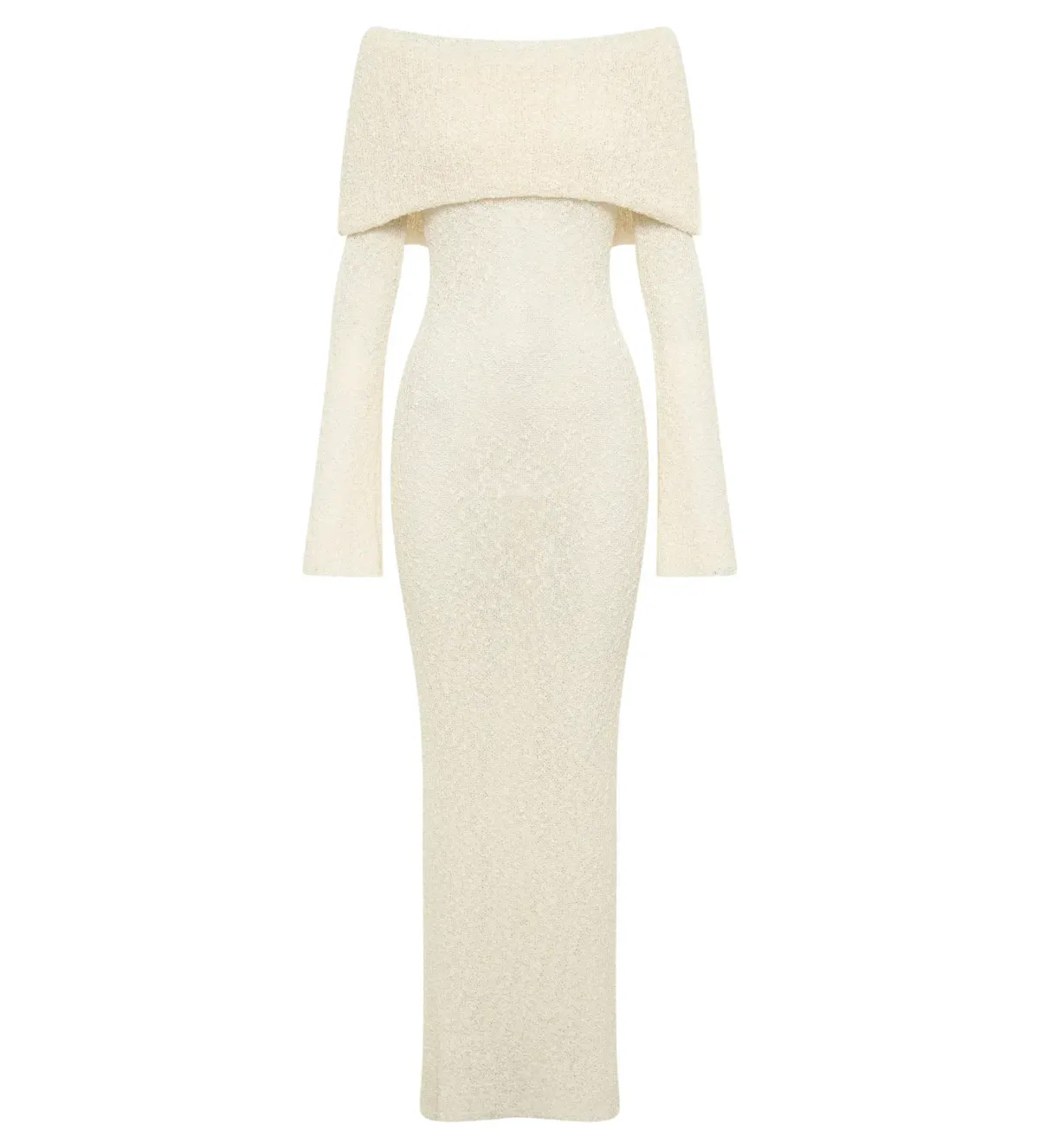 MESHKI Marisol Off Shoulder Boucle Maxi Dress Ivory Size M AU 10 - Image 8