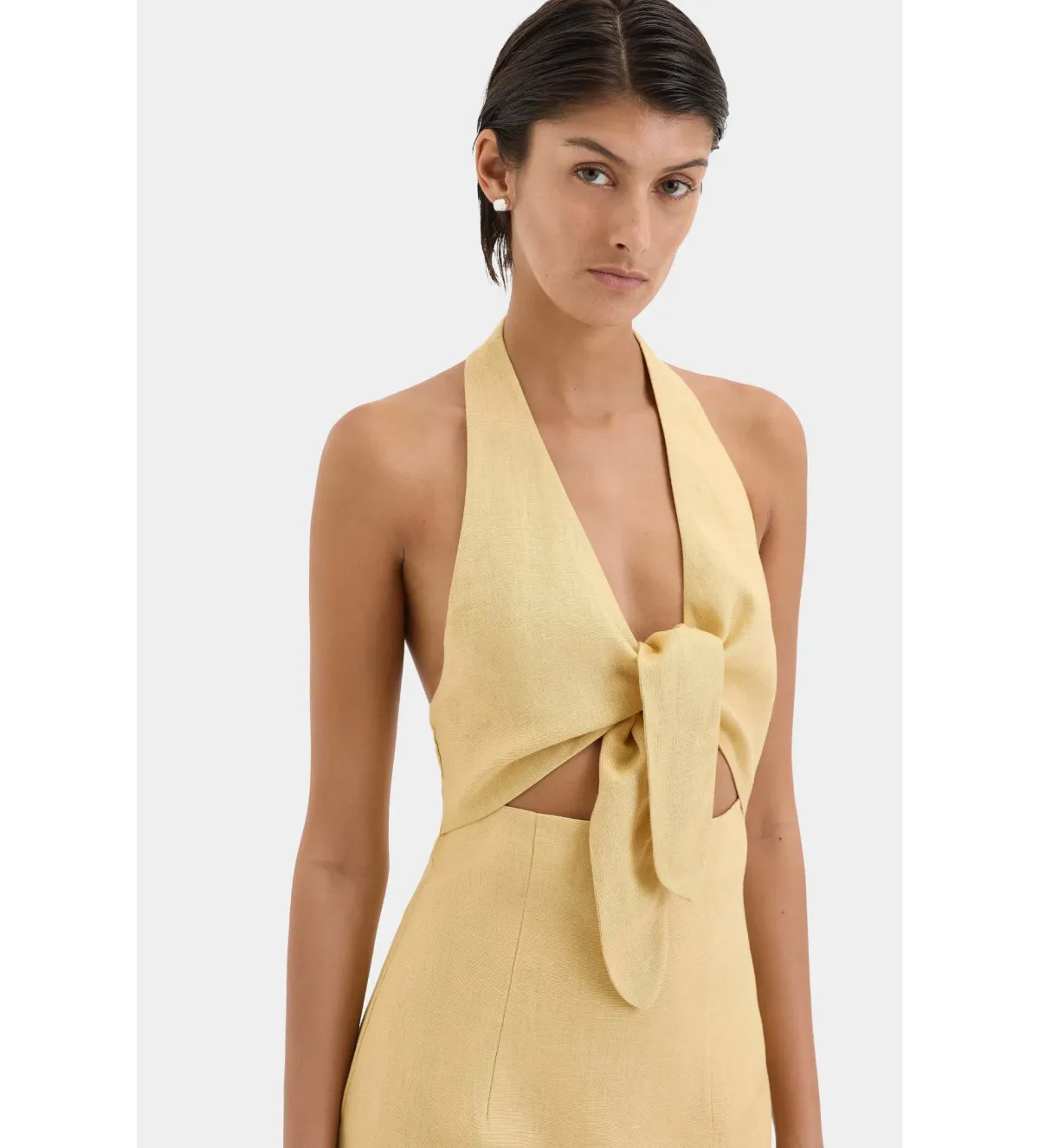 Sir the Label Carlotta Tie Midi Dress Raffia Size AU 10 - Image 5