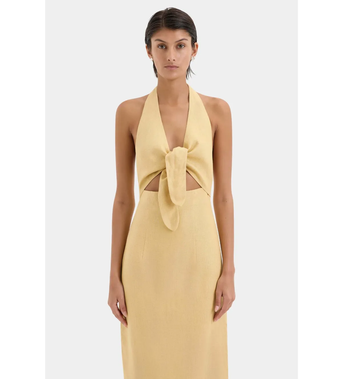 Sir the Label Carlotta Tie Midi Dress Raffia Size AU 10 - Image 4