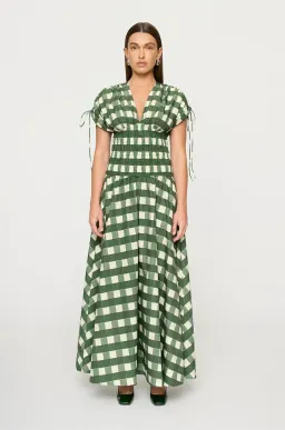 Clea Ottavia Maxi Dress Green Check Size 6/XS for rent on The Volte - image 1