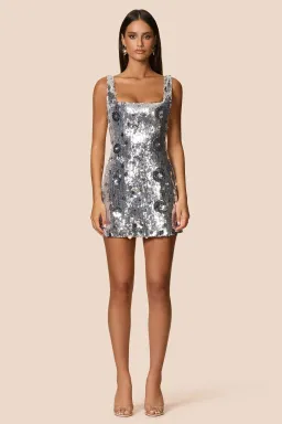 Love Nookie Seraphine Mini Dress Silver Size 8 for rent on The Volte - image 1