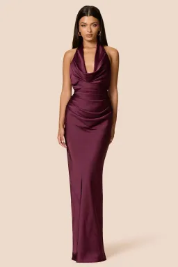 Love Nookie Penelope Drape Gown Mulberry Size 10 for rent on The Volte - image 1
