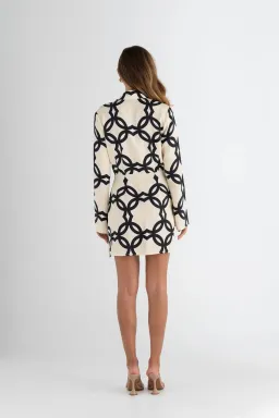 Pasduchas Covert Shirt Mini Dress Quatrefoil Print Size 14 for rent on The Volte - image 6