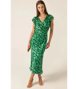 Sacha Drake Fleur De Lys Midi Dress Green Botanical Size AU 12 for rent on The Volte - image 3