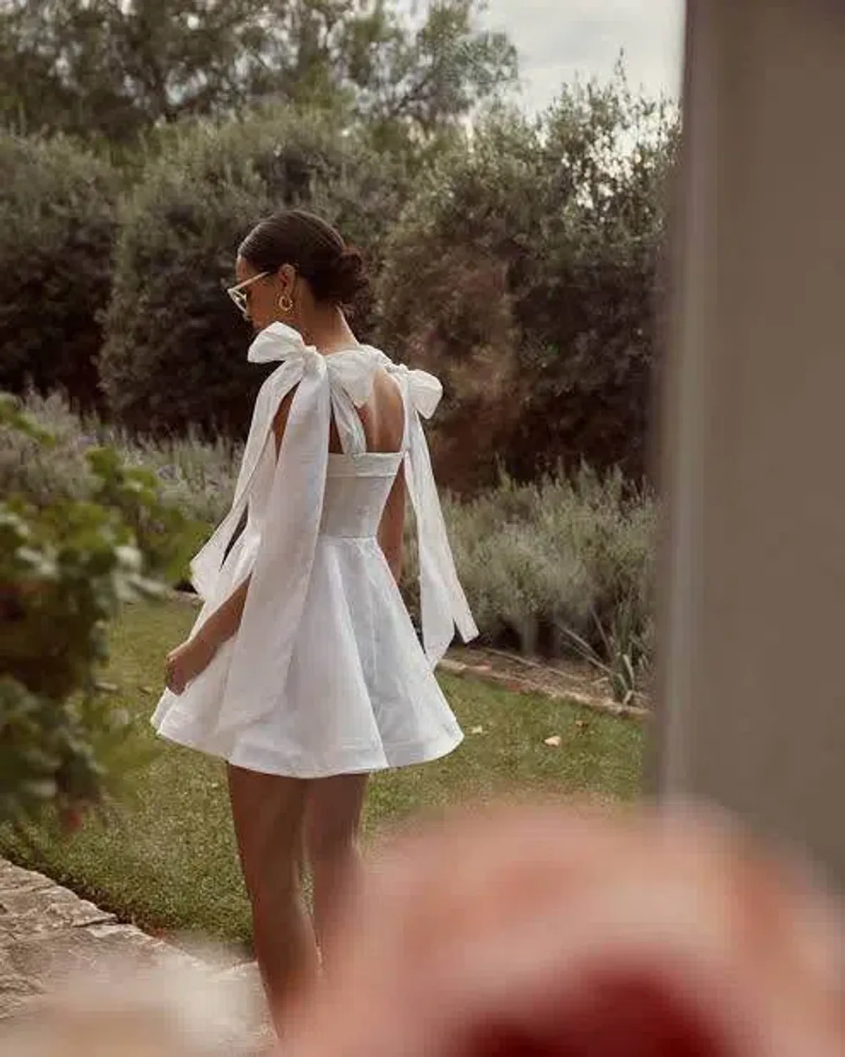 Dissh Aisle Linen Bow Tie Shoulder Mini Dress White Size AU 10  - Image 4