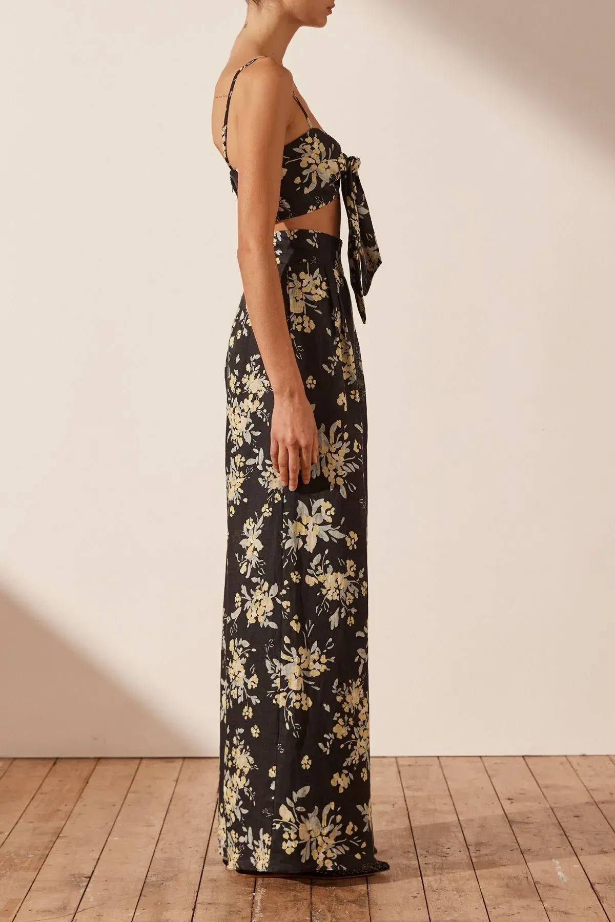 Shona Joy Goldie Tie Front Top & Pant Set Black Size AU 6 - Image 4