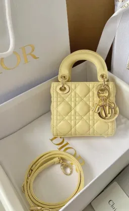 Christian Dior Light Yellow Lambskin Micro Bag for rent on The Volte - image 1
