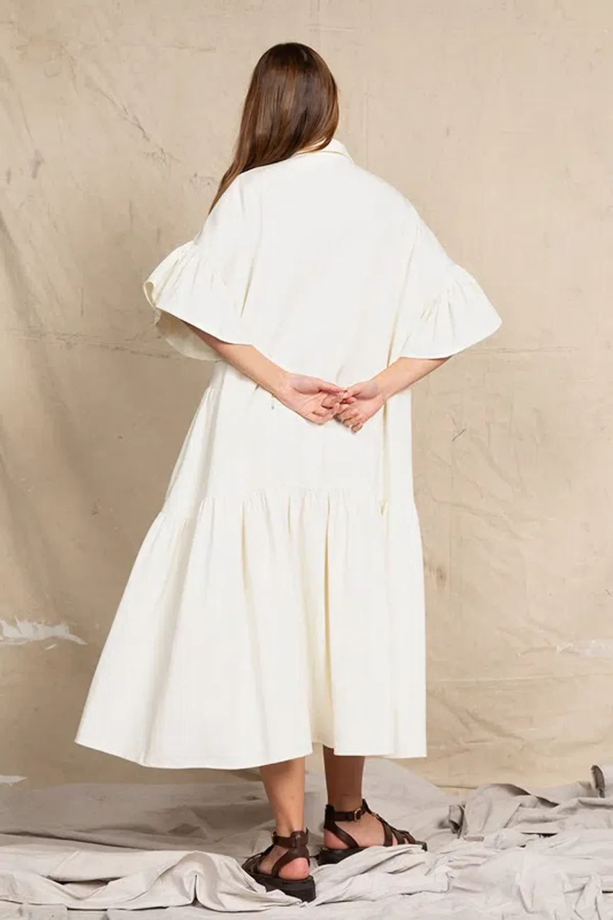 Bohemian Traders Genoa Midi Dress in  Cream Size AU 12 - Image 3