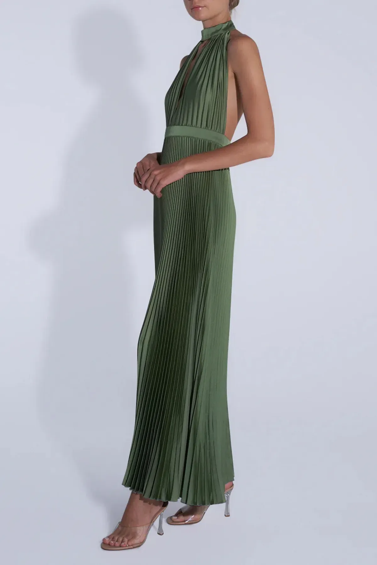 Lidee Woman Chateau Gown Maxi Dress in Moss Size AU 8 - Image 2