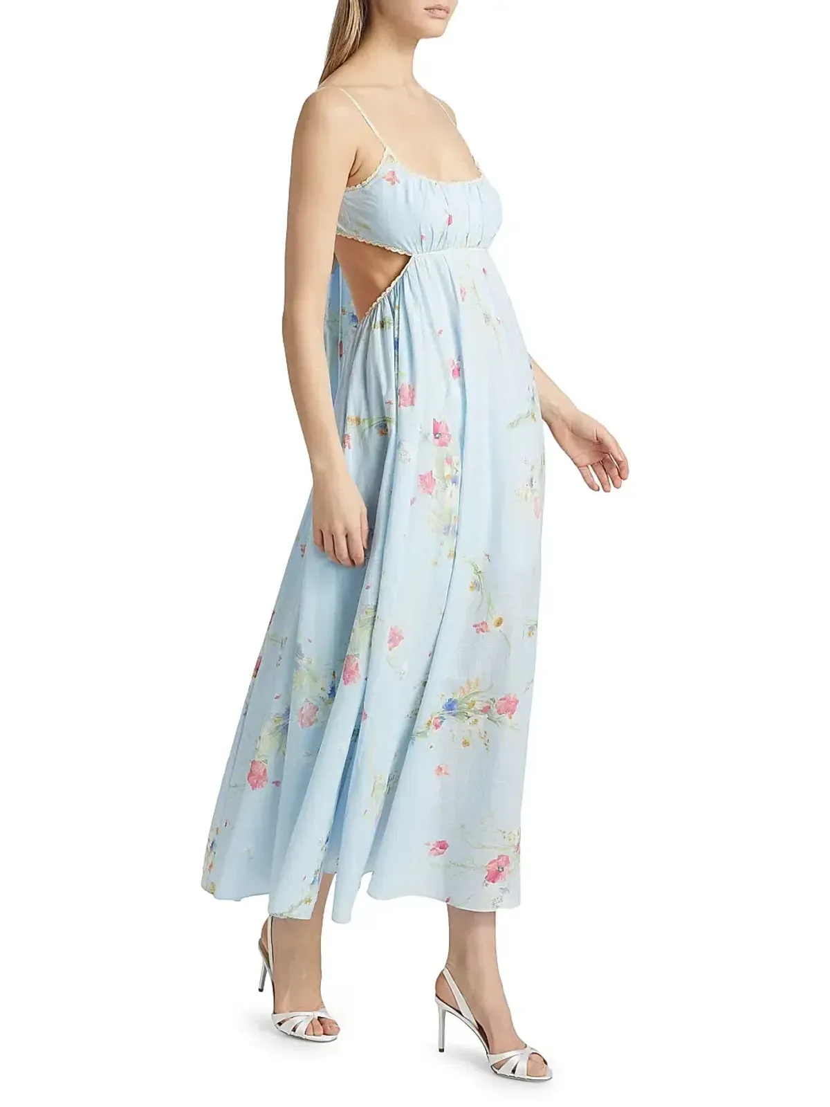 Zimmermann Lucky Picnic Floral Linen Maxi Dress in Blue Size 0 / AU 6 - Image 2