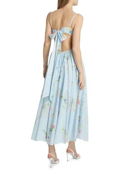 Zimmermann Lucky Picnic Floral Linen Maxi Dress in Blue Size 0 / AU 6 for rent on The Volte - image 3