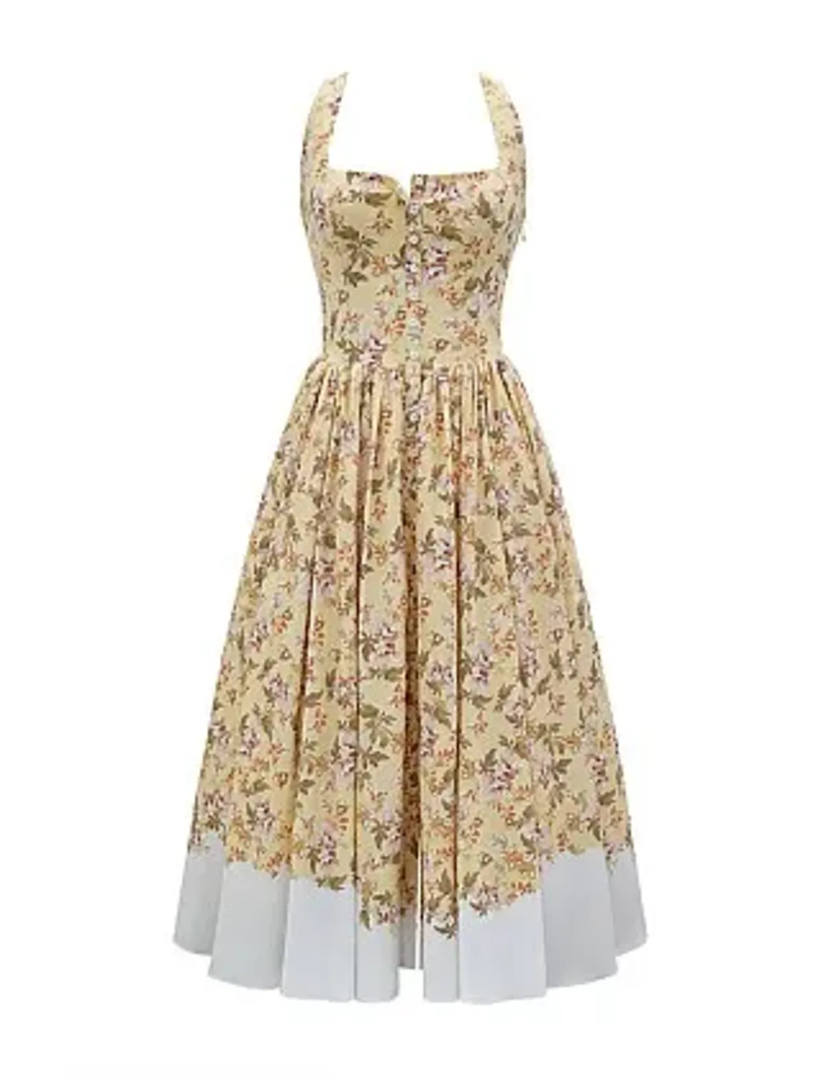 House Of CB Alba Midi Dress Autumnal Honeyflower Print Size 8/S - Image 4