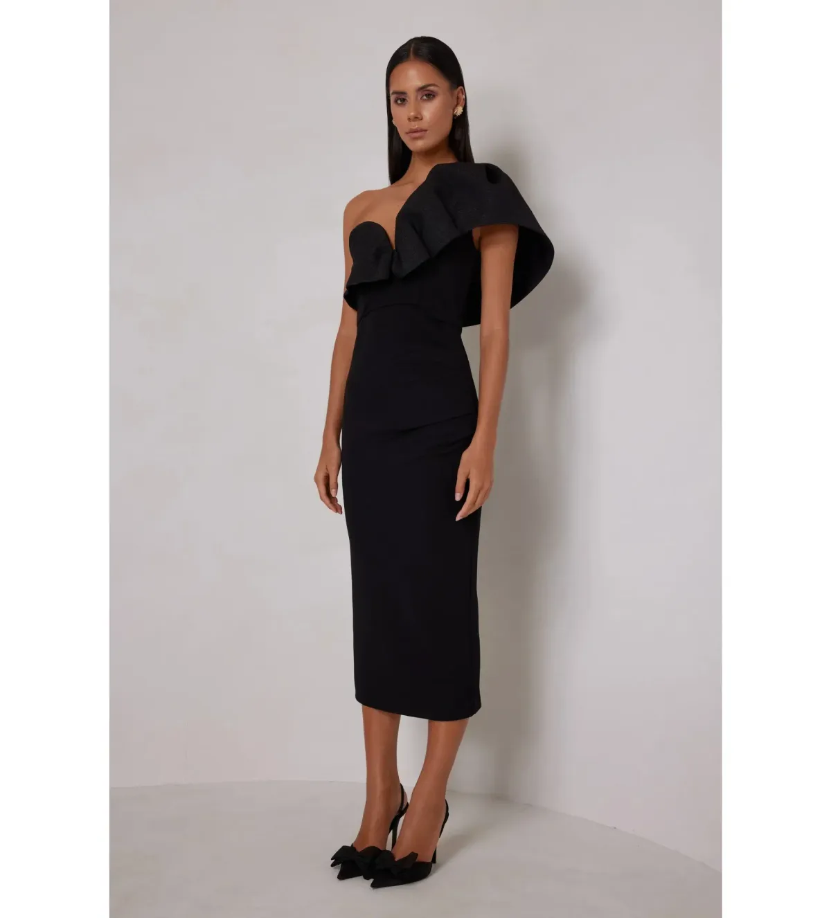 Elle Zeitoune Sharleene Midi Dress Black Size AU 16 - Image 2