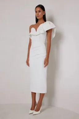 Elle Zeitoune Sharleene Midi Dress in White Size 14 for rent on The Volte - image 2