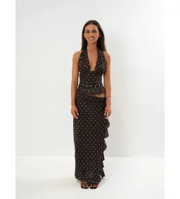 Benni Penelope Maxi Dress in Chocolate Polka Dot Size AU 6 for rent on The Volte - image 3