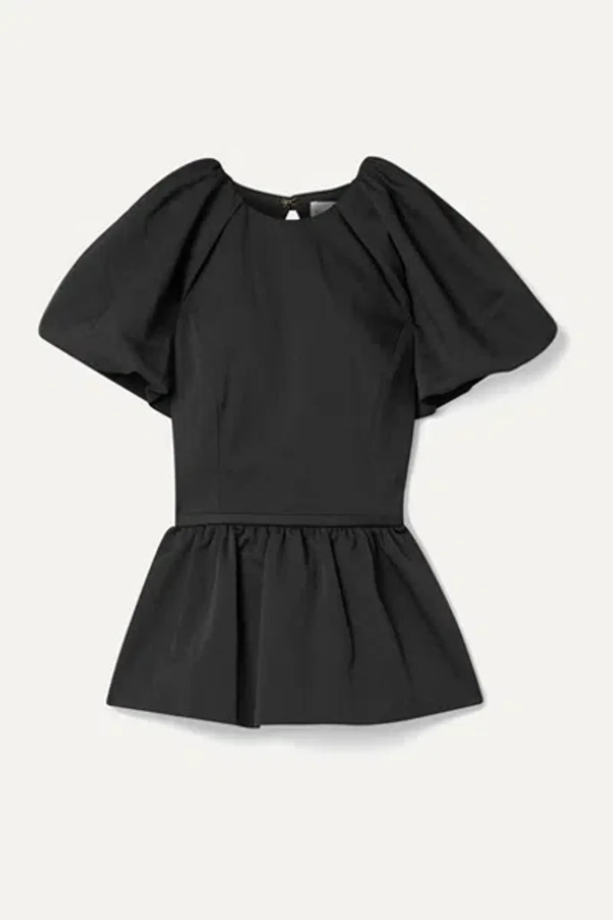 Rebecca Vallance Winslow Open-Back Cloqué Peplum Top Black 12 - Image 1