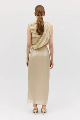 Bianca Spender Champagne Liquid Organza Tumble Top Gold Size 8/S for rent on The Volte - image 5