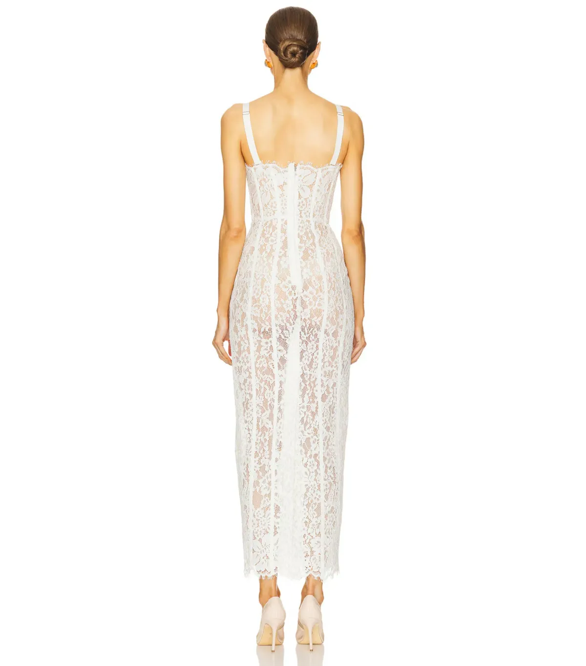 Helsa The Lace Column Midi Dress White Size 8/S - Image 4