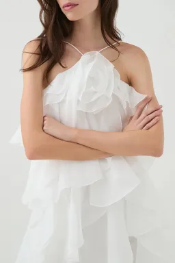 Aje Pandorea Layered Mini Dress in Ivory Size AU8 for rent on The Volte - image 5