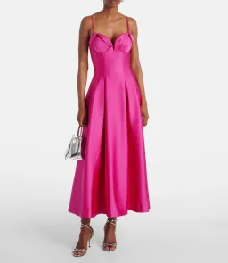 Rebecca Vallance Saskia Pleated Satin Maxi Dress Pink AU 16 for rent on The Volte - image 1