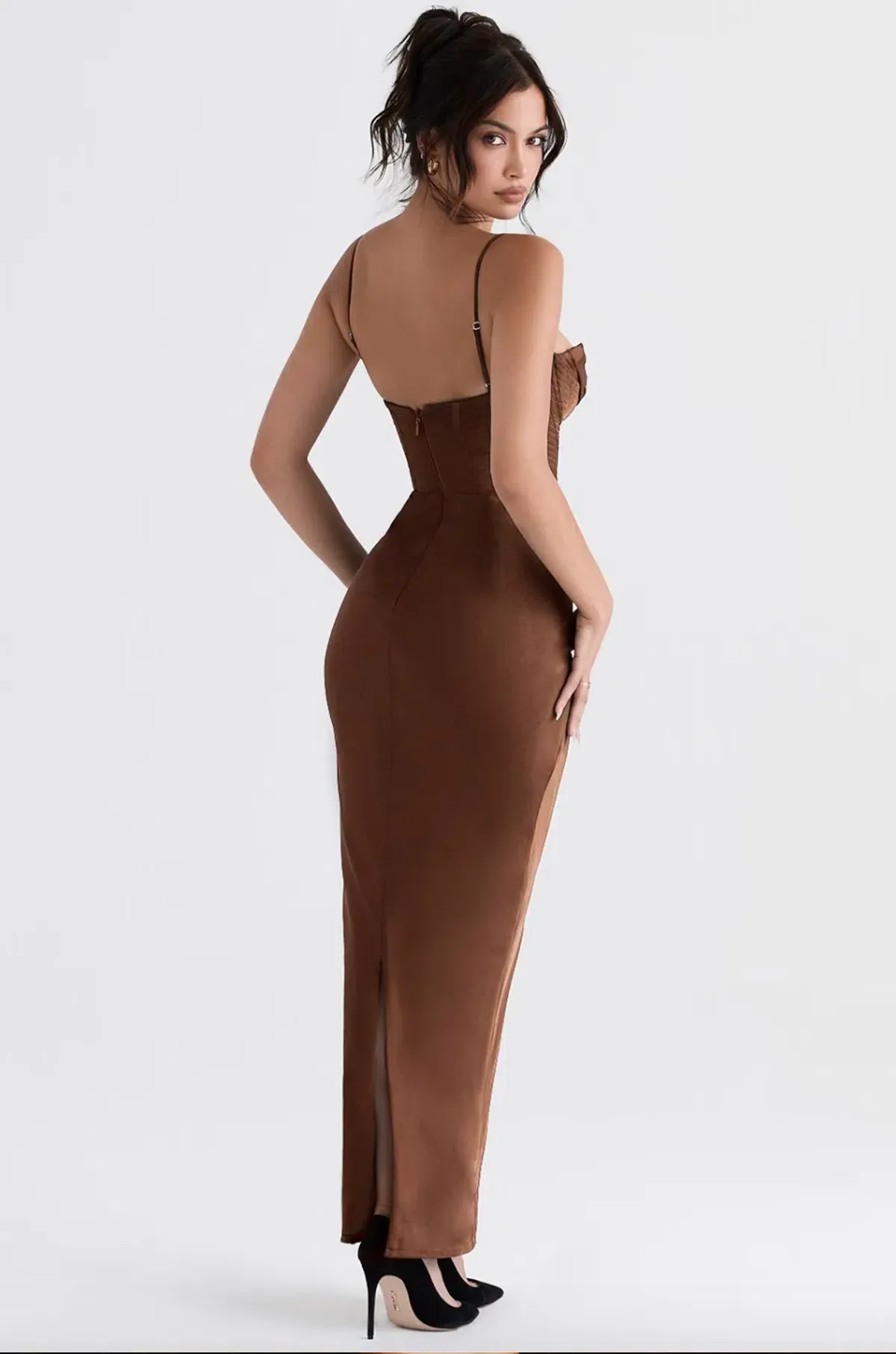 House of CB Charmaine  Maxi Dress in Chocolate Corset  Size S/ AU 8 - Image 3