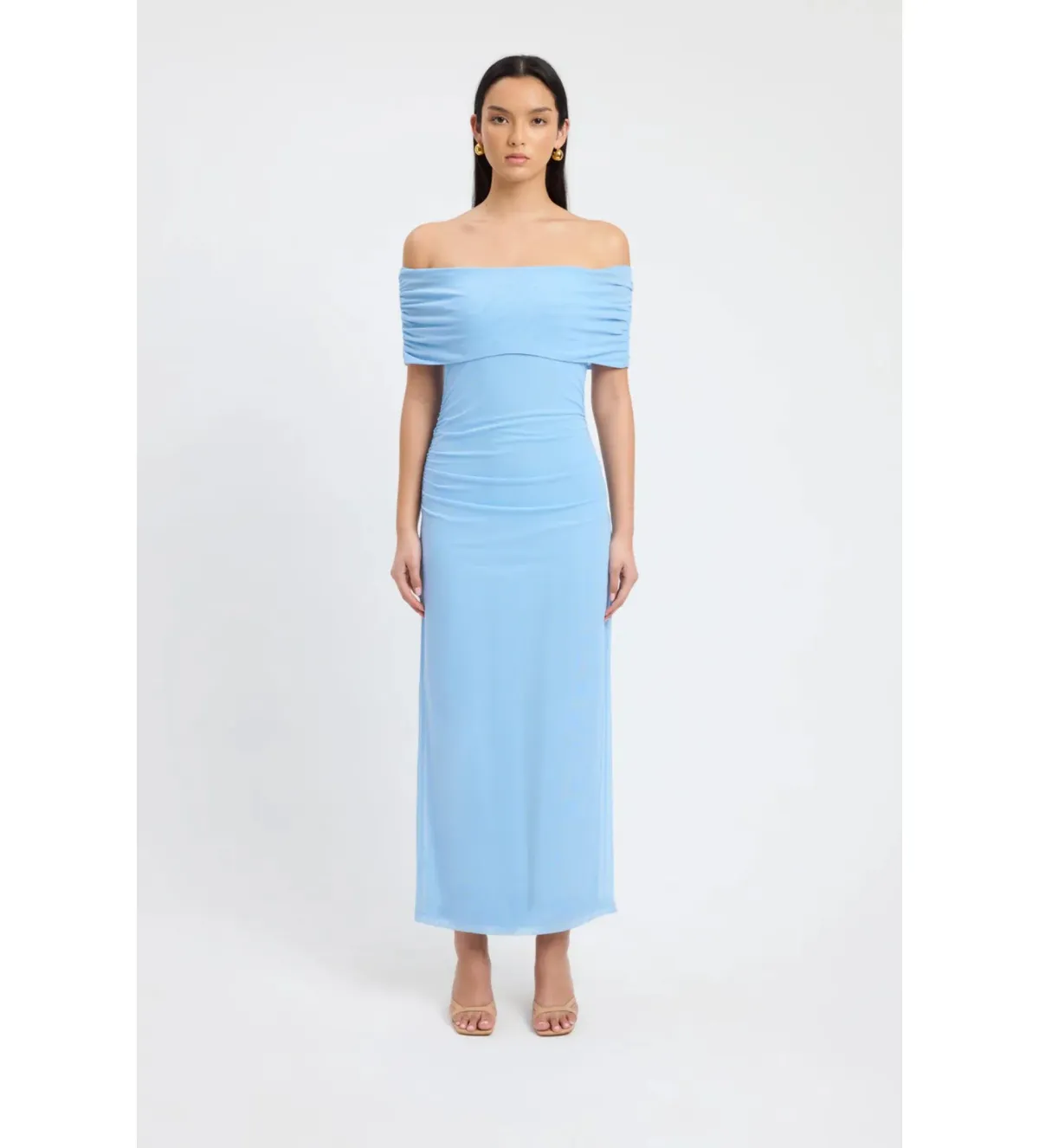 Kookai Bolt Off Shoulder Midi Dress Powder Blue Size AU 6 - Image 1