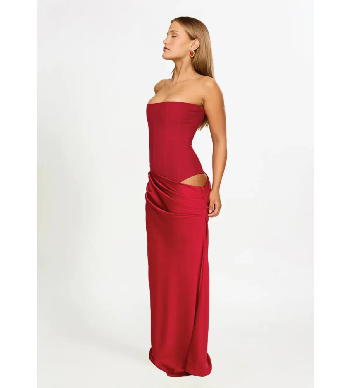 Hntr The Label Huxley Gown Maxi Dress In Wine Size AU 8  - Image 3