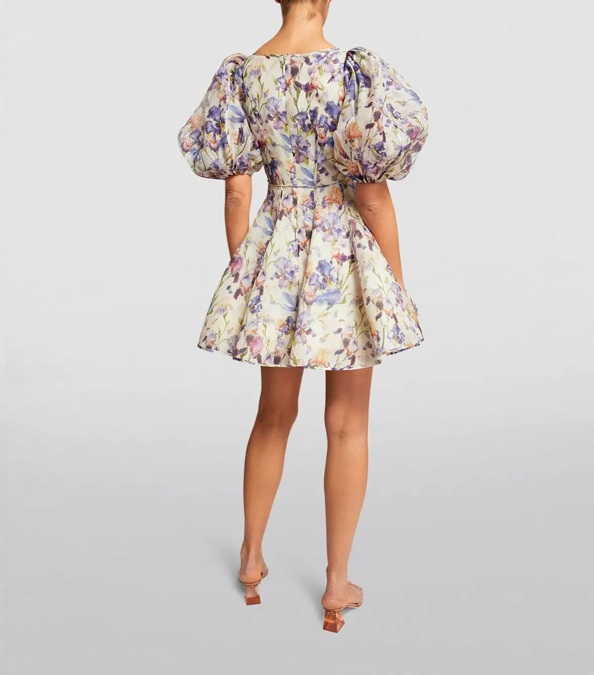 Zimmermann Tama Puff Sleeve Mini Dress in Iris Floral Size 2/AU12 - Image 2