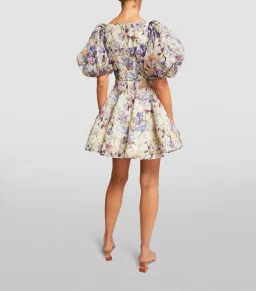 Zimmermann Tama Puff Sleeve Mini Dress in Iris Floral Size 2/AU12 for rent on The Volte - image 2