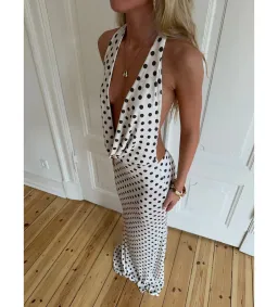 Design By Si Maltina Black And White Spot Maxi Dress Size 6 for rent on The Volte - image 2