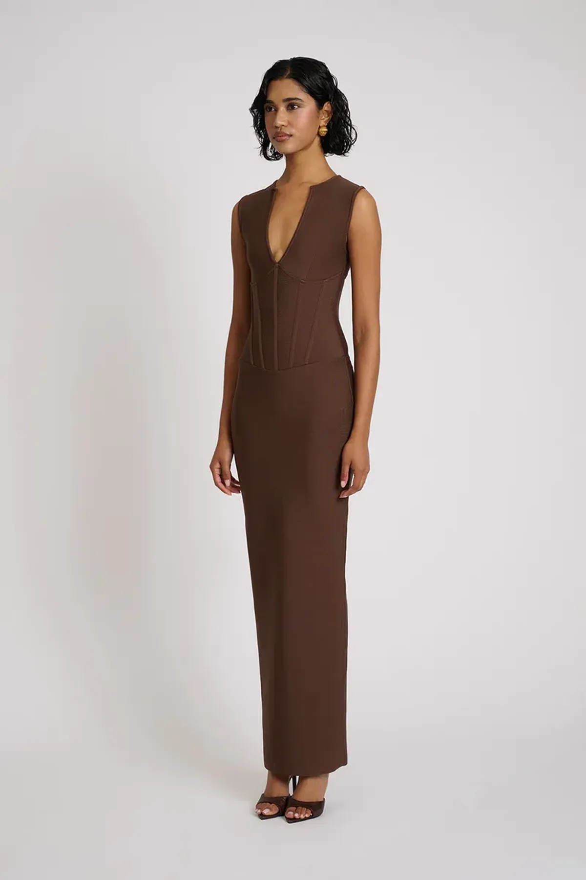 Eliya the Label Giselle Midi Dress Brown Size 10 - Image 3