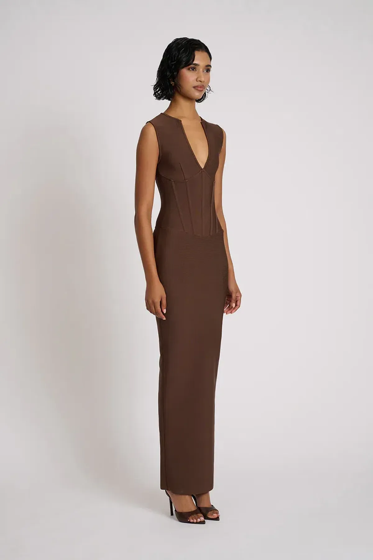 Eliya the Label Giselle Midi Dress Brown Size 10 - Image 5