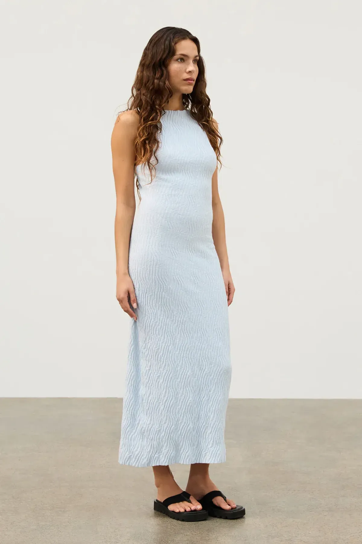 Zulu & Zephyr Ripple Textured Knit Dress in Powder Blue Size AU14 - Image 3